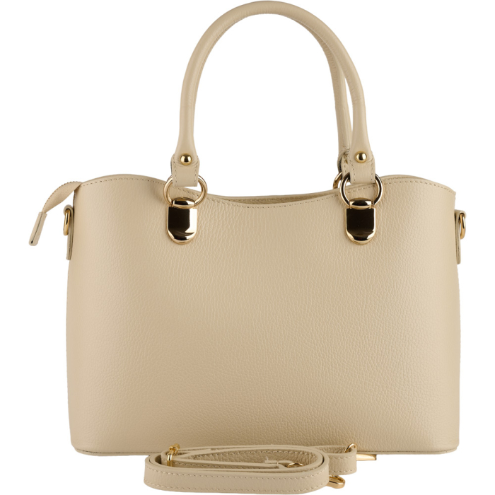 Geanta Chiara,din piele naturala ivoire cu accesorii aurii 8215 [3]