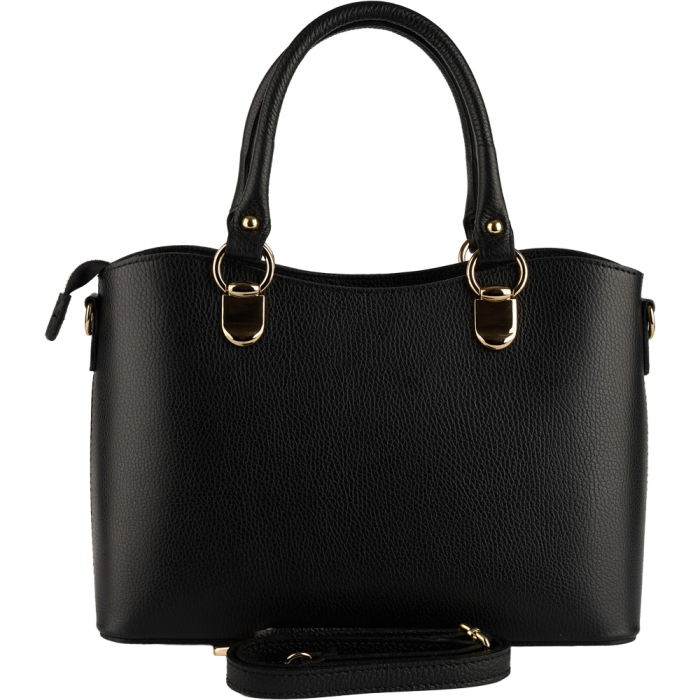 Geanta Chiara,din piele naturala neagra cu accesorii aurii 8215 [3]