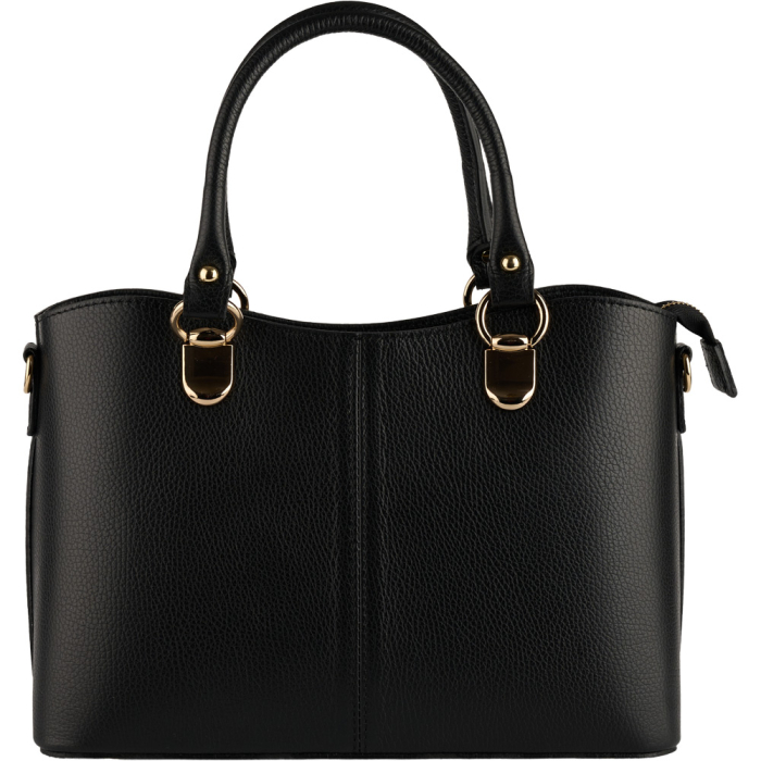 Geanta Chiara,din piele naturala neagra cu accesorii aurii 8215 [2]