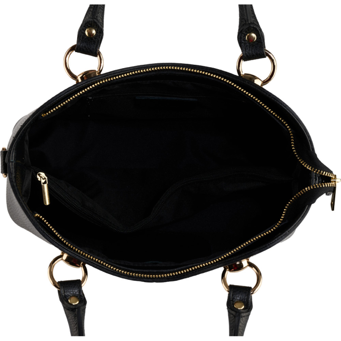 Geanta Chiara,din piele naturala neagra cu accesorii aurii 8215 [5]