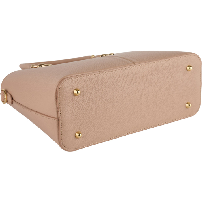 Geanta Chiara,din piele naturala nude cu accesorii aurii 8215 [4]