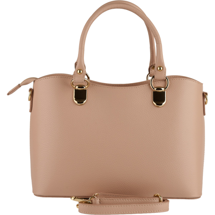 Geanta Chiara,din piele naturala nude cu accesorii aurii 8215 [3]