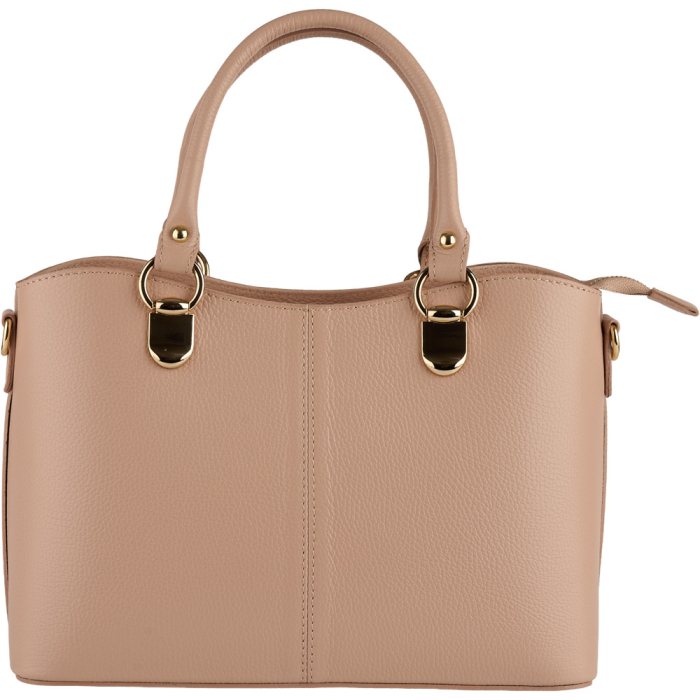 Geanta Chiara,din piele naturala nude cu accesorii aurii 8215 [2]