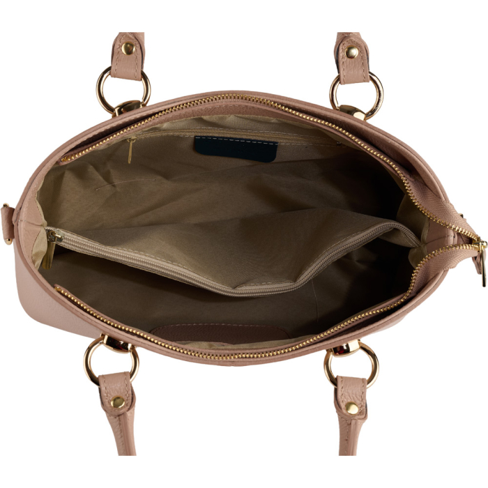 Geanta Chiara,din piele naturala nude cu accesorii aurii 8215 [5]