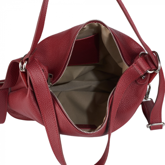 Geantă Jackie, tip rucsac rosu inchis din piele naturală moale 8190 [4]