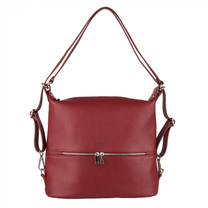Geantă Jackie, tip rucsac rosu inchis din piele naturală moale 8190 [2]