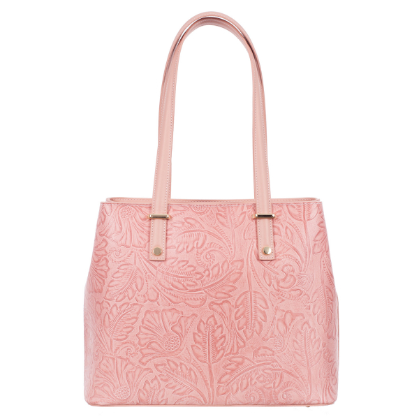 Geanta roz medie cu elemente florale 8036 [3]