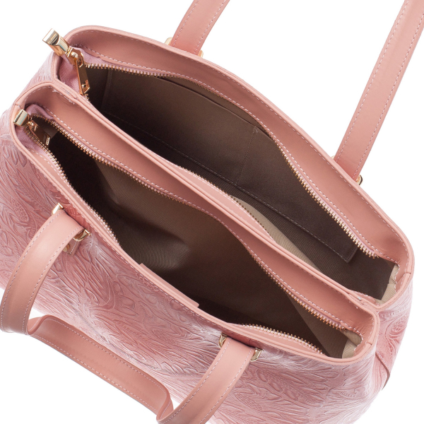 Geanta roz medie cu elemente florale 8036 [4]