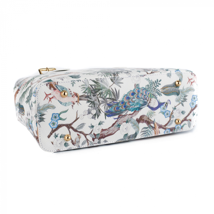 Geanta Arya, piele naturala alba cu elemente pictate 8149 [4]