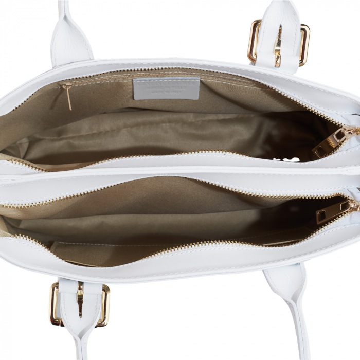 Geanta Arya, piele naturala alba cu elemente pictate 8149 [5]