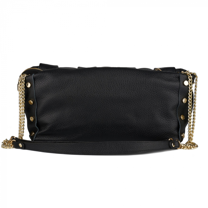 Geantă Debra, piele naturala neagra, lant metalic auriu 8181 [3]