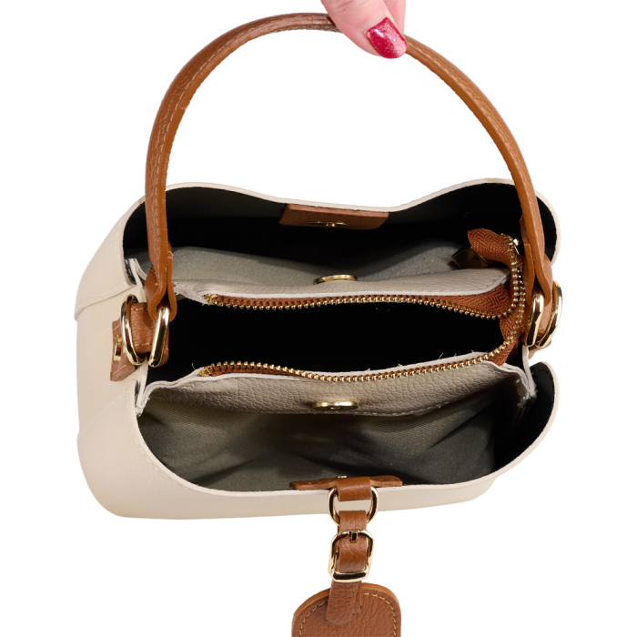 Geanta Elara din piele 100% naturala ,crem,8249 [5]