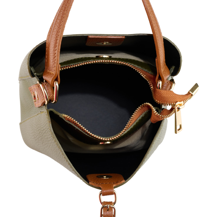 Geanta Elara din piele 100% naturala ,verde militar,8249 [5]