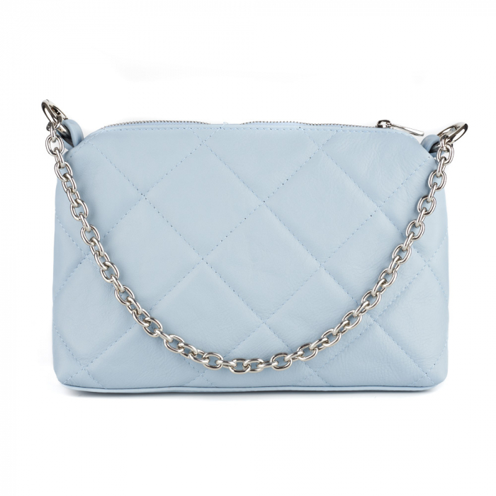 Geantă Elys, piele naturala matlasata bleo, bareta metalica argintie, 8180 [2]