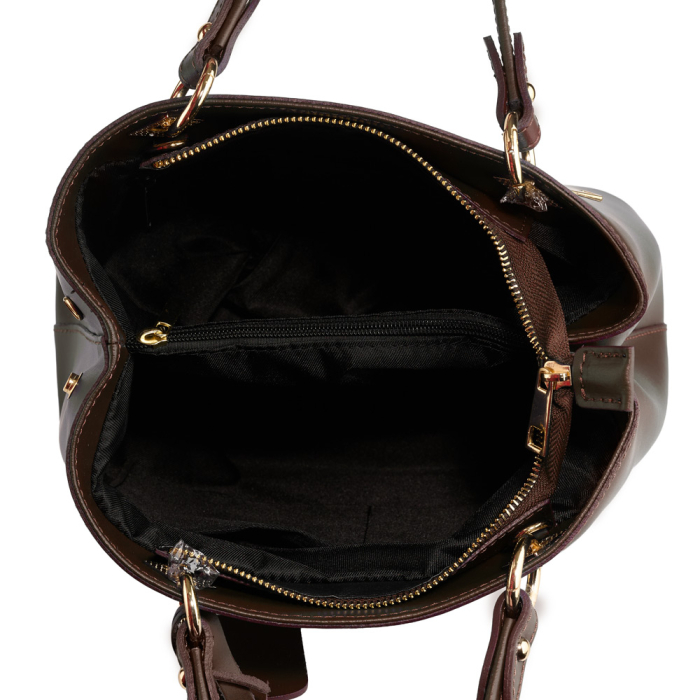 Geantă Eveline, din piele 100% naturală maro ciocolata 8013 [5]