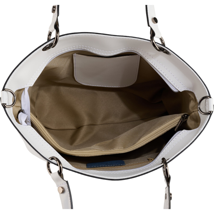 Geantă Federica, din piele 100% naturala alba, 8034 [4]