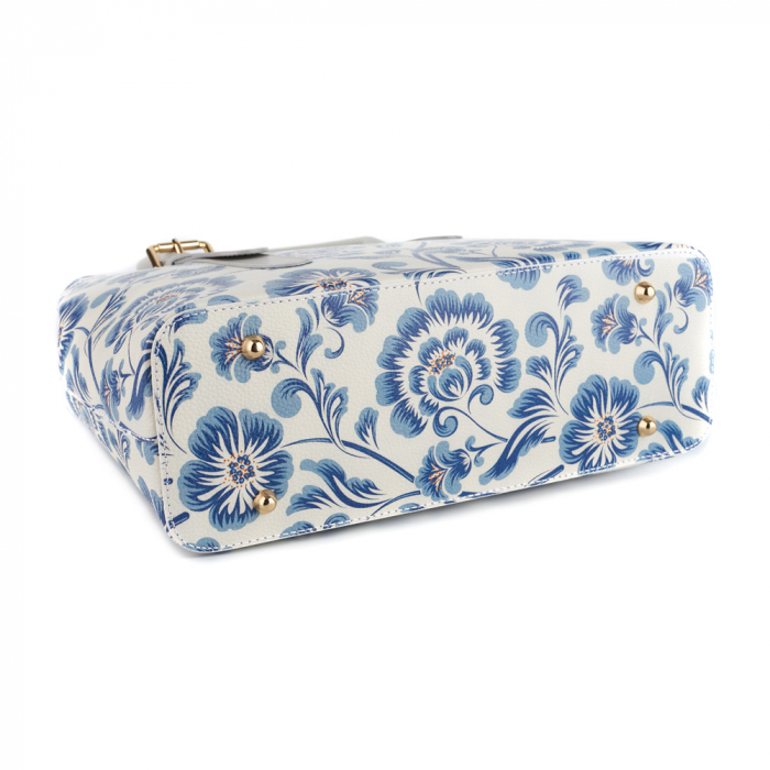 Geanta Marysa, piele naturala gri deschis cu elemente florale 8151 [3]