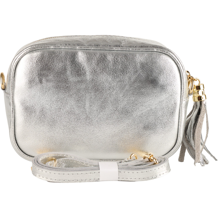 Geantă Gilda,crossbody din piele naturala argintiu sidefat 8210 [3]
