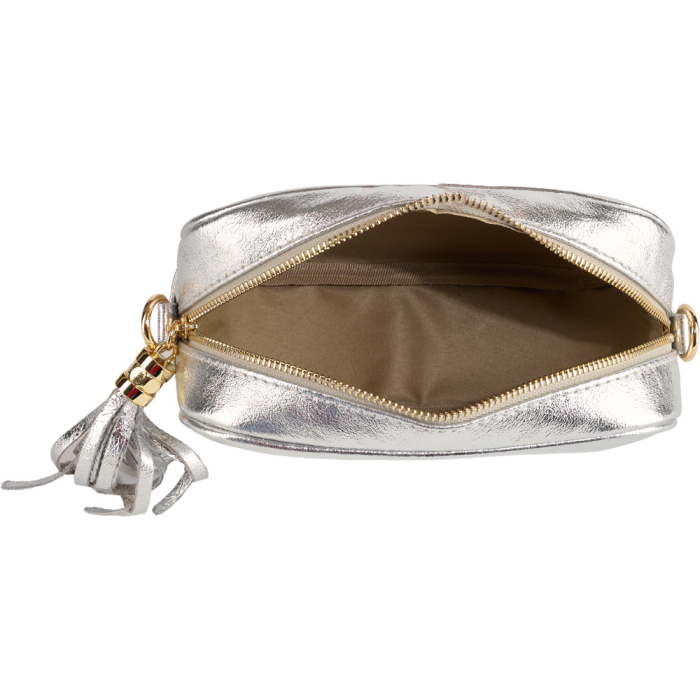 Geantă Gilda,crossbody din piele naturala argintiu sidefat 8210 [4]