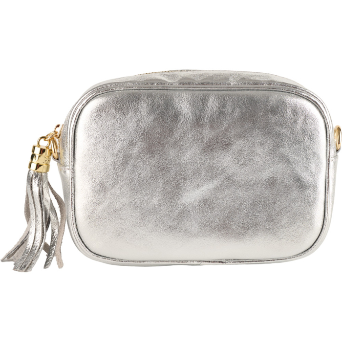Geantă Gilda,crossbody din piele naturala argintiu sidefat 8210 [2]