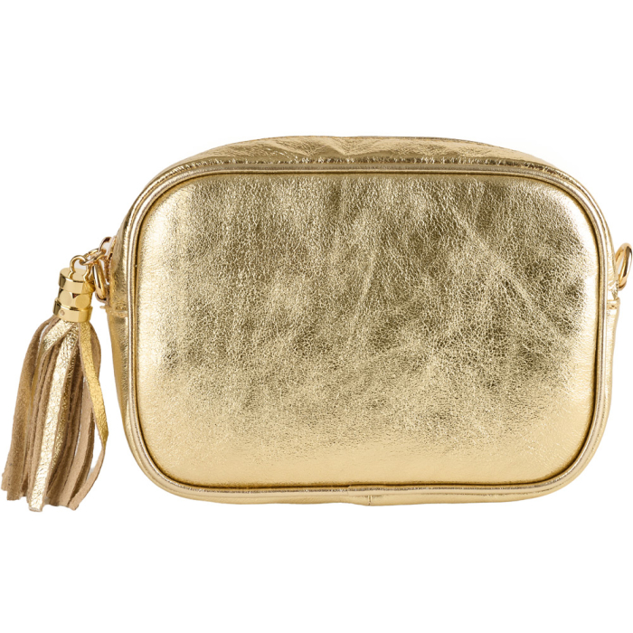Geantă Gilda,crossbody din piele naturala auriu sidefat 8210 [2]