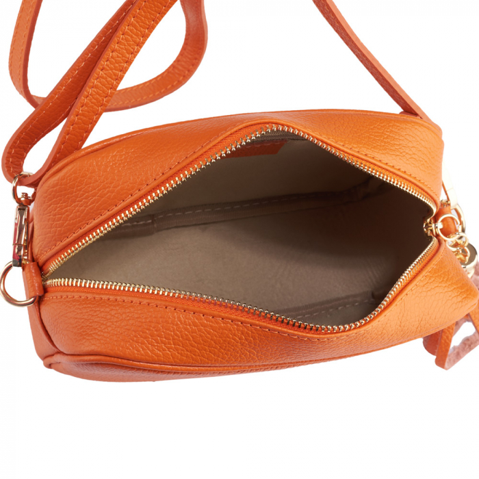 Geanta Gilda crossbody din piele naturala portocalie 8110 [4]