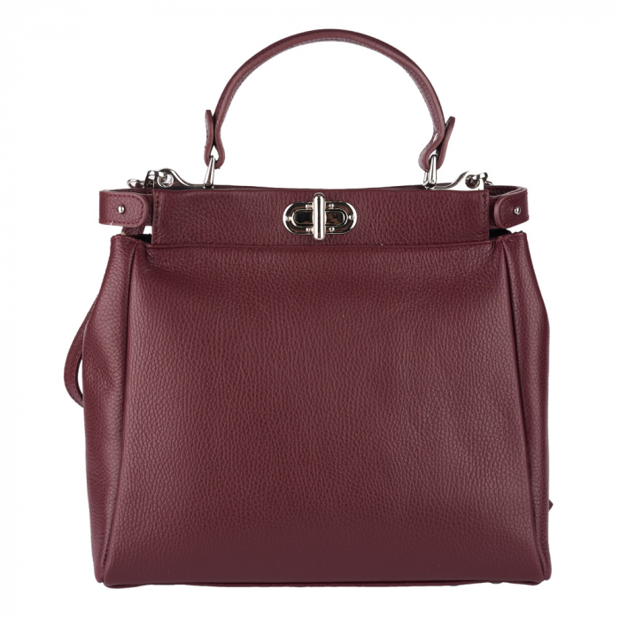 Geantă Gracie, din piele naturală bordo, 8073 [3]