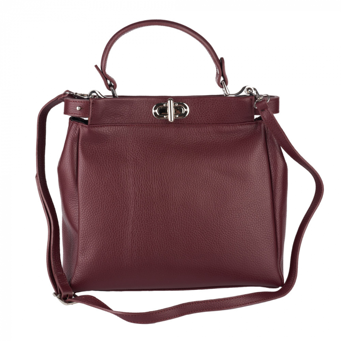 Geantă Gracie, din piele naturală bordo, 8073 [2]