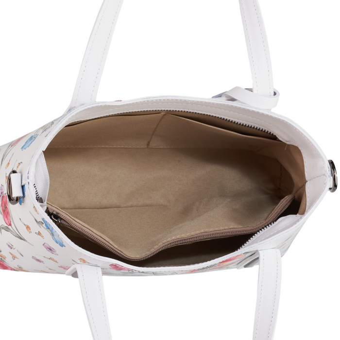 Geantă Addie, alba cu flori din piele naturală 8197 [5]