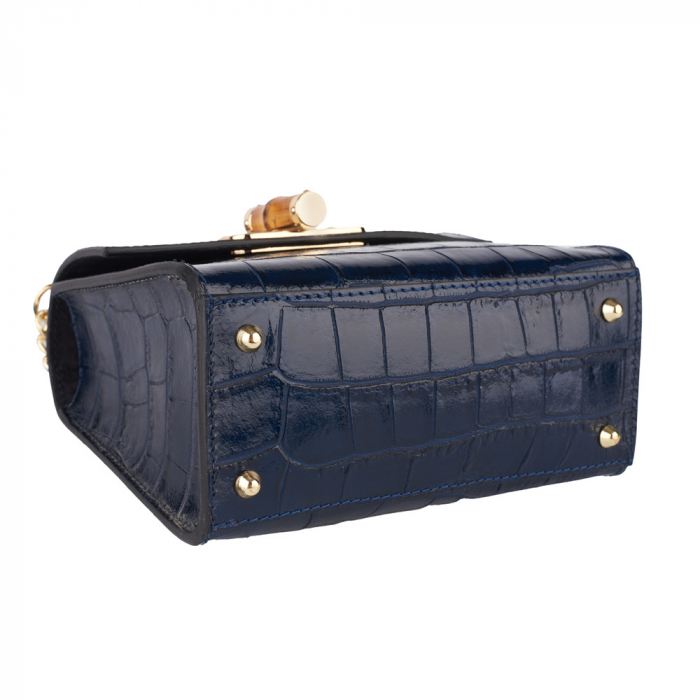 Geanta Hermosa,dinpiele naturala bleumarin,8204 [4]