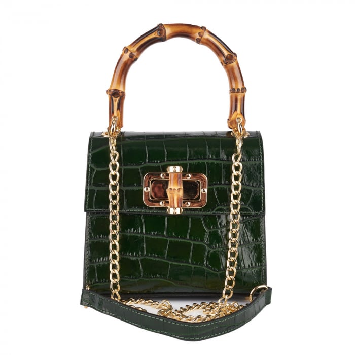 Geanta Hermosa,dinpiele naturala verdeinchis,8204 [2]