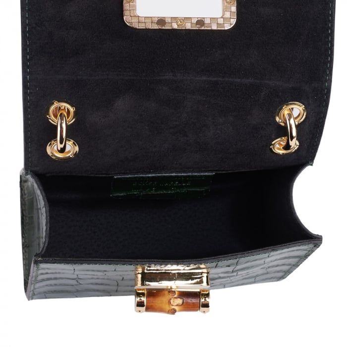 Geanta Hermosa,dinpiele naturala verdeinchis,8204 [5]