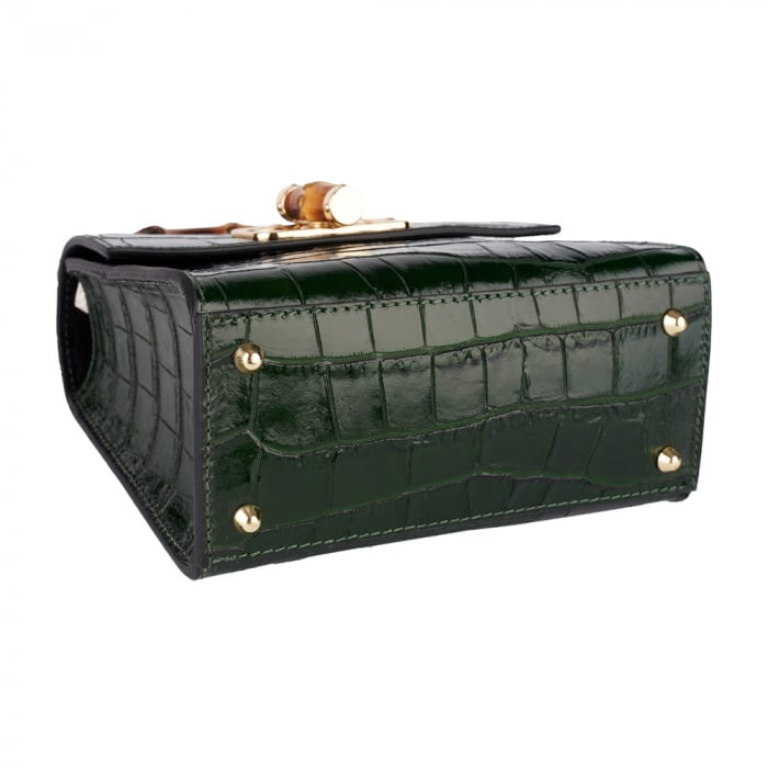 Geanta Hermosa,dinpiele naturala verdeinchis,8204 [4]