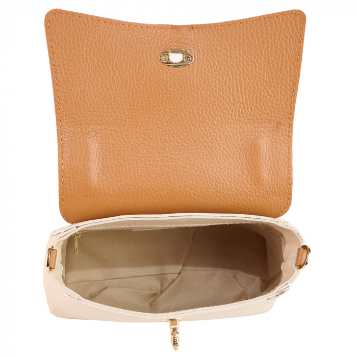 Geanta Irene,din piele naturala bicolora(crem+coniac) 8212 [4]