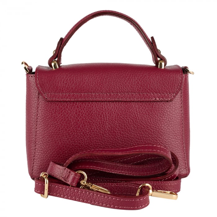 Geanta Irene,de mana sau tip crossbody din piele naturala bordo 8212 [3]