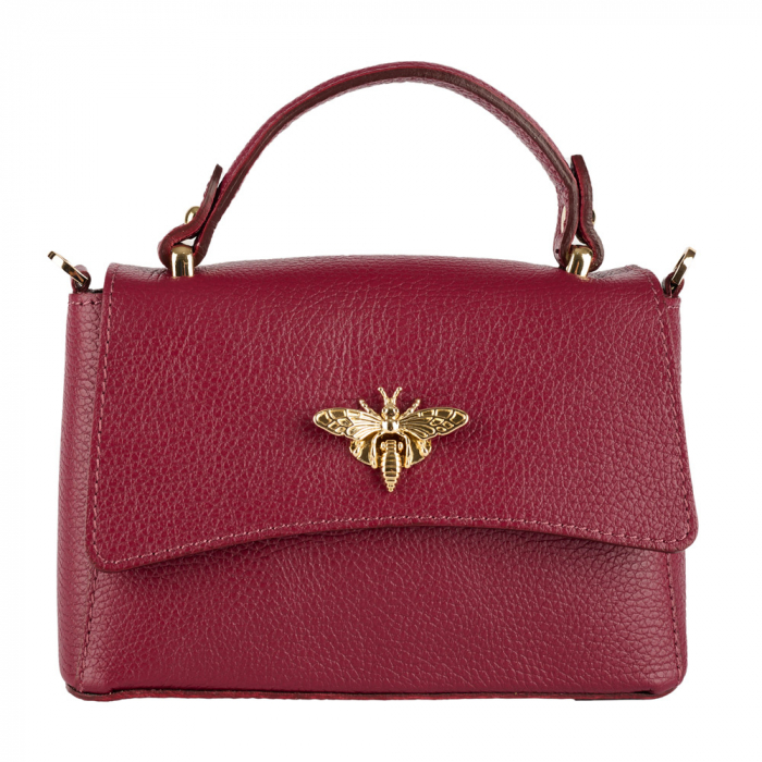 Geanta Irene,de mana sau tip crossbody din piele naturala bordo 8212 [2]