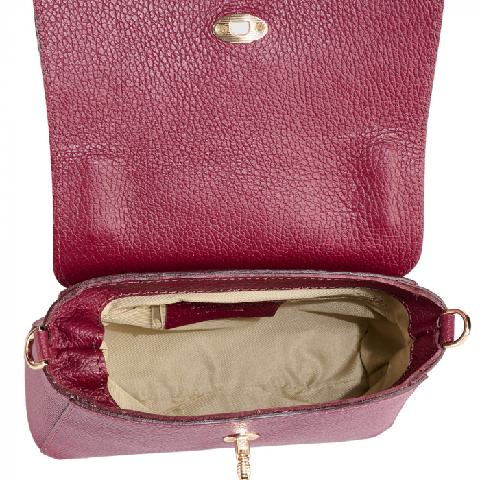 Geanta Irene,de mana sau tip crossbody din piele naturala bordo 8212 [4]