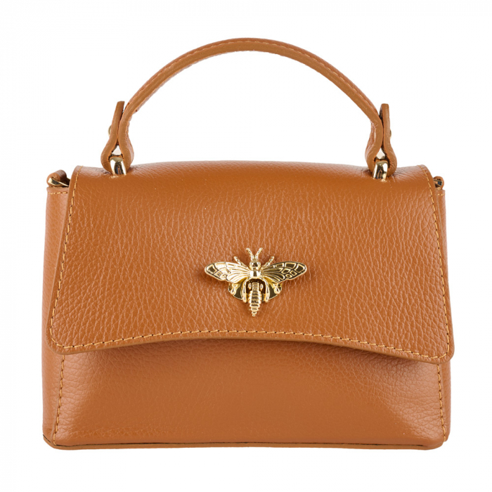 Geanta Irene,de mana sau tip crossbody din piele naturala coniac 8212 [2]