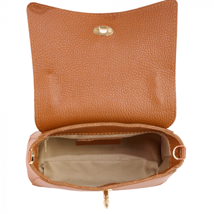 Geanta Irene,de mana sau tip crossbody din piele naturala coniac 8212 [4]