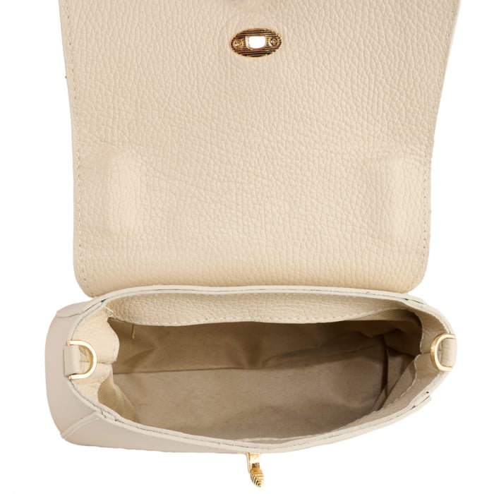 Geanta Irene,de mana sau tip crossbody din piele naturala crem 8212 [4]