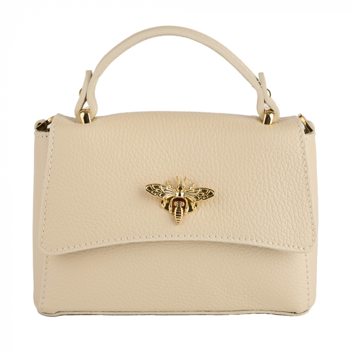 Geanta Irene,de mana sau tip crossbody din piele naturala crem 8212 [2]