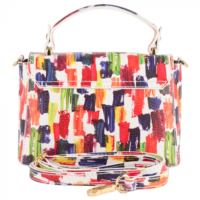 Geanta Irene,din piele naturala multicolor, imprimeu abstract 8212 [3]