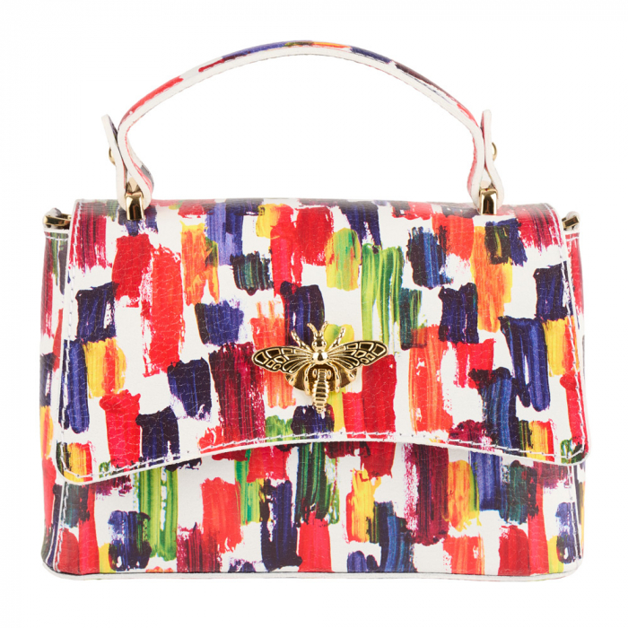 Geanta Irene,din piele naturala multicolor, imprimeu abstract 8212 [2]