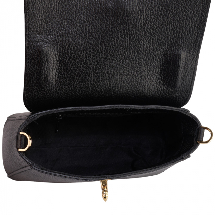 Geanta Irene,de mana sau tip crossbody din piele naturala neagra 8212 [4]