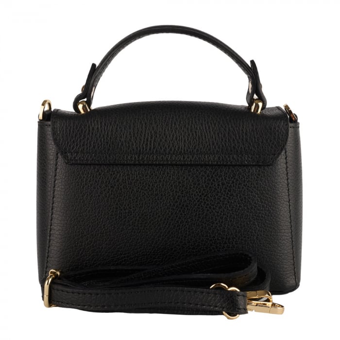 Geanta Irene,de mana sau tip crossbody din piele naturala neagra 8212 [3]