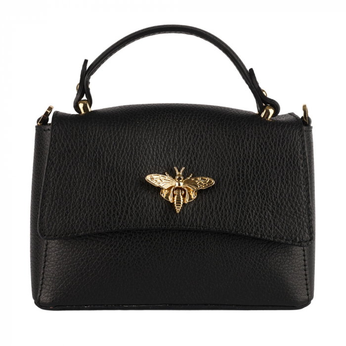Geanta Irene,de mana sau tip crossbody din piele naturala neagra 8212 [2]