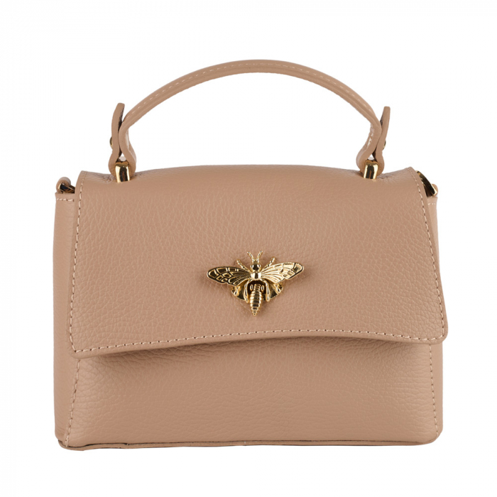 Geanta Irene,de mana sau tip crossbody din piele naturala nude 8212 [2]