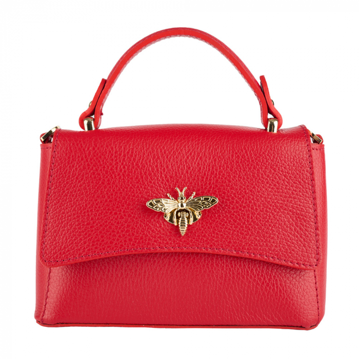 Geanta Irene,de mana sau tip crossbody din piele naturala rosie 8212 [2]