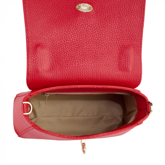 Geanta Irene,de mana sau tip crossbody din piele naturala rosie 8212 [4]