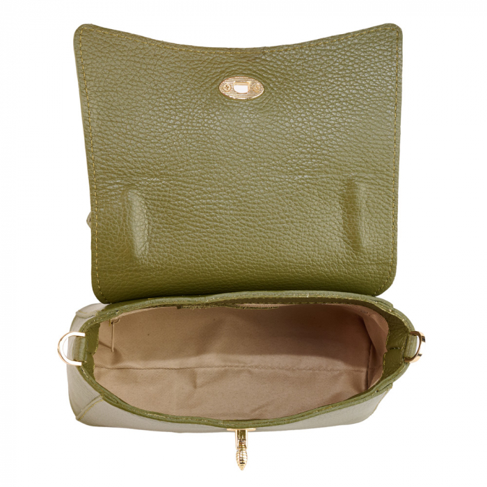 Geanta Irene,de mana sau tip crossbody din piele naturala verde 8212 [4]